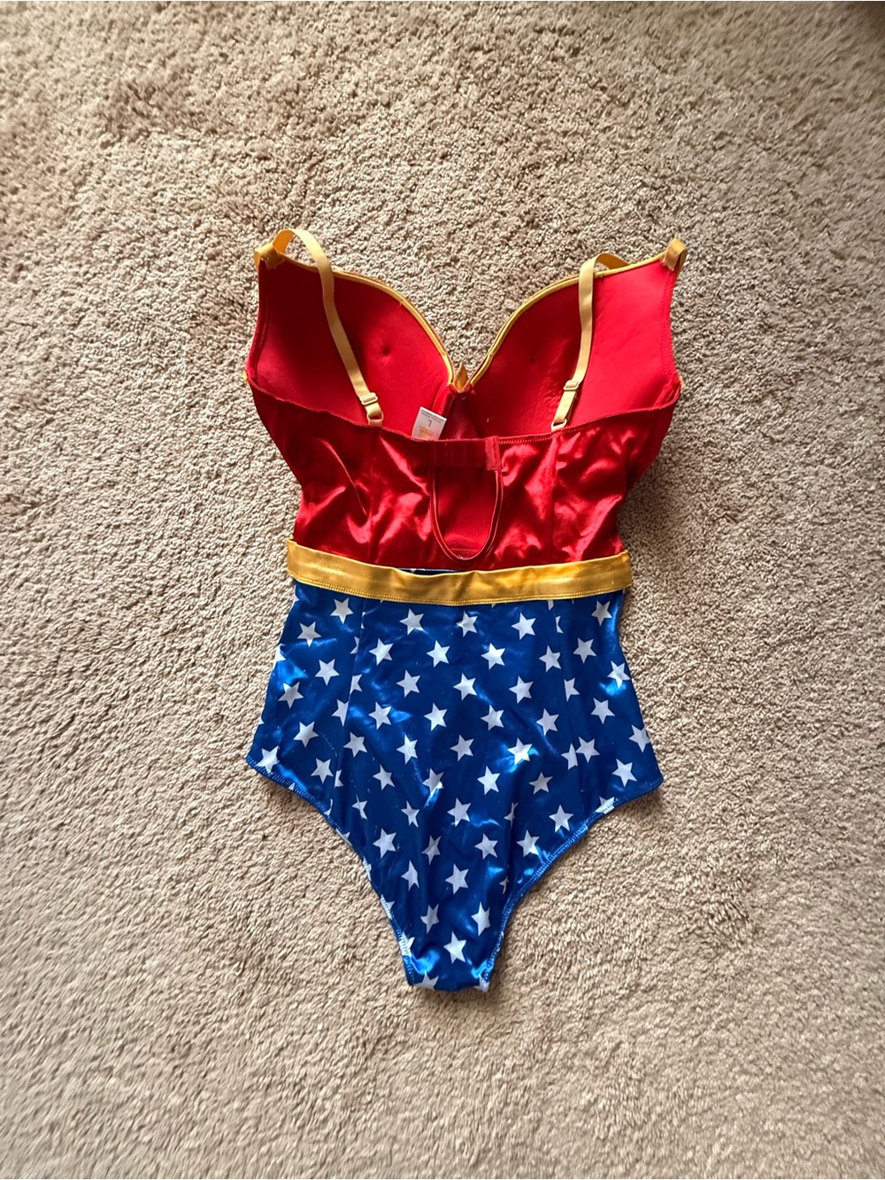 Wonder Woman Red, Gold & Blue Star-Print One-Piece Bodysuit - Picture 2 of 3